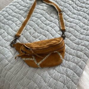 Free people pouch suede with yarn embroidery design